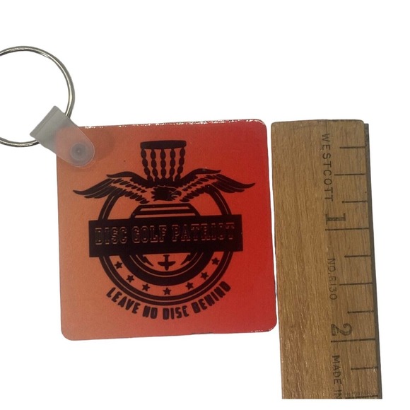 Disc Golf Keychain DISCGOLF PATRIOT Orange Red Gradient Custom Made Key Ring - Picture 3 of 7